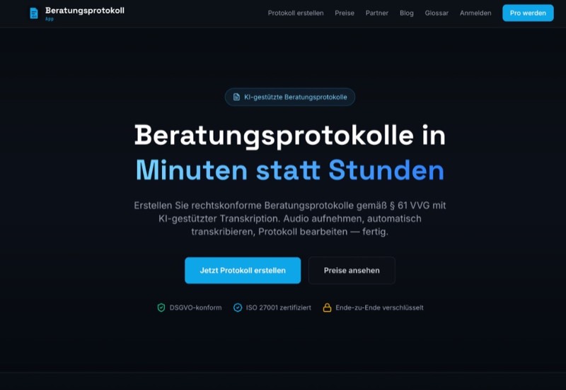 Beratungsprotokoll screenshot